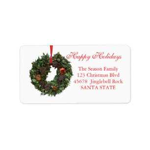 Happy Holidays Christmas wreath Holiday Label
