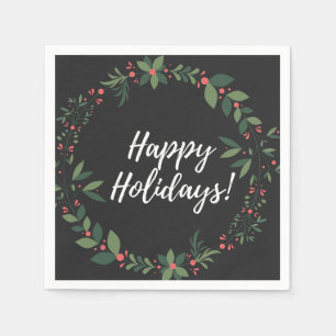 Happy Holidays Christmas Wreath Napkin