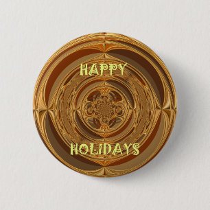 Happy Holidays Circle Art Print/Design 6 Cm Round Badge