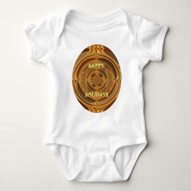 Happy Holidays Circle Art Print/Design Baby Bodysuit (Front)