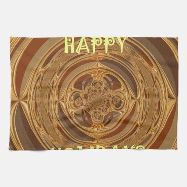 Happy Holidays Circle Art Print/Design Tea Towel (Horizontal)