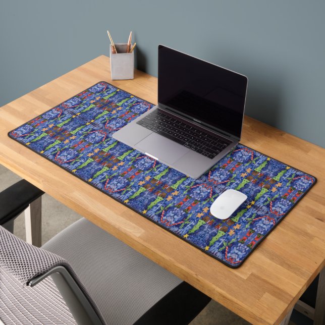 Happy Holidays Classic Christmas Icons Watercolor Desk Mat (Office 2)
