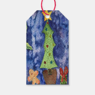 Happy Holidays Classic Christmas Icons Watercolor Gift Tags