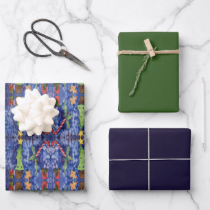 Happy Holidays Classic Christmas Icons Watercolor Wrapping Paper Sheet