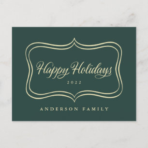Happy Holidays Classic Gold Frame Holiday Postcard