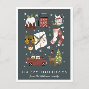 Happy Holidays   Classic Hygge Minimal Christmas Postcard