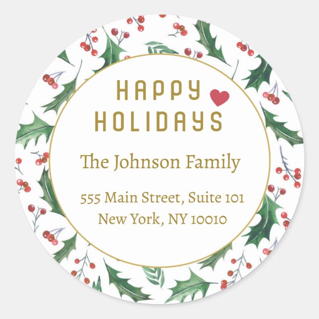 Happy Holidays!  Classic Round Sticker (Front)