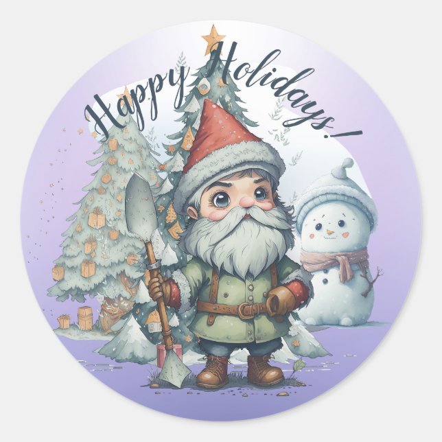 Happy Holidays Classic Round Sticker (Front)