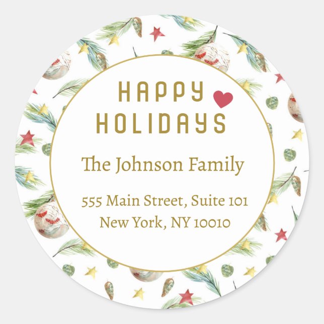 Happy Holidays!  Classic Round Sticker (Front)