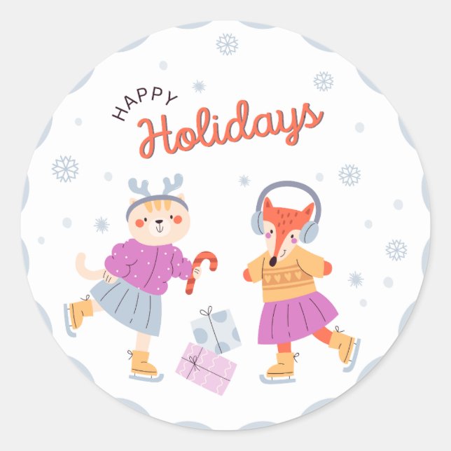 Happy holidays  classic round sticker (Front)