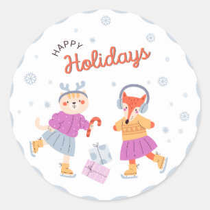 Happy holidays  classic round sticker