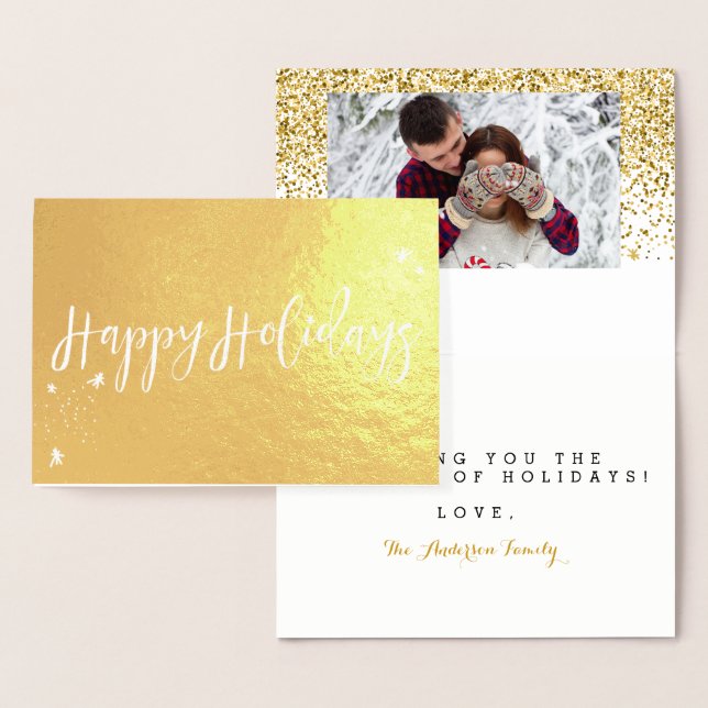 Happy Holidays Classic Typography Design Foil Card (Display)