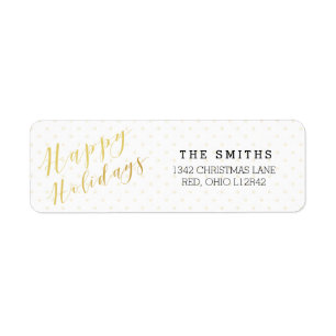 Happy Holidays Classic Typography & Polkadots Return Address Label