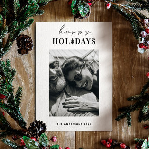 Happy Holidays   Clean Minimalist Christmas Photo Holiday Card