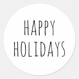 Happy Holidays Clean Modern Minimalist Christmas Classic Round Sticker