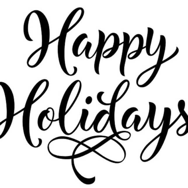 Happy Holidays Coffee Mug (Calligraphic text that reads "Happy Holidays" in a flowing, elegant script, black ink on a white bac)