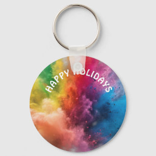 Happy Holidays Color Splash Keychain