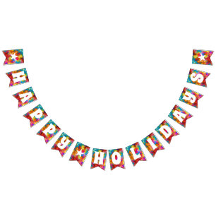 HAPPY HOLIDAYS COLORFUL RAINBOW BUNTING