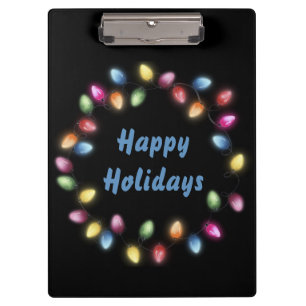 Happy Holidays Colourful & Festive Christmas Light Clipboard