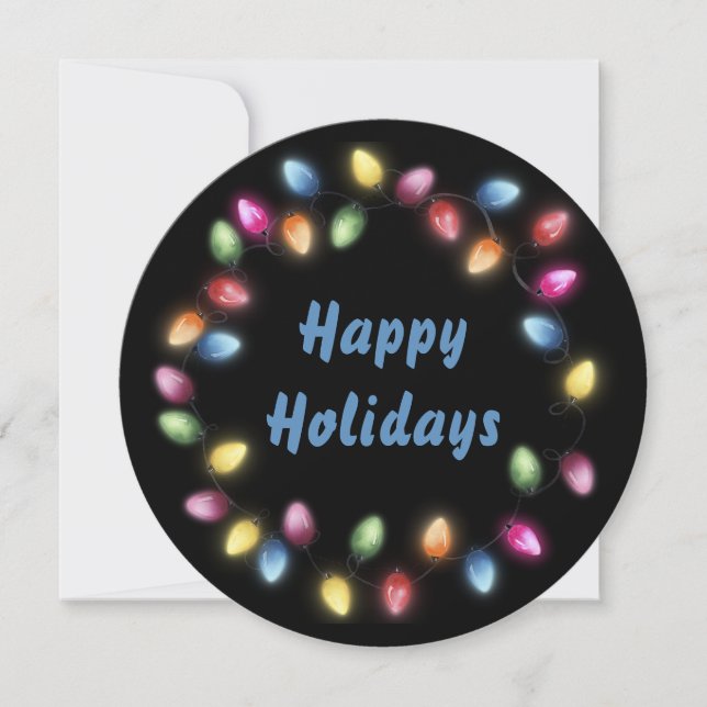 Happy Holidays Colourful & Festive Christmas Light Holiday Card (Front)