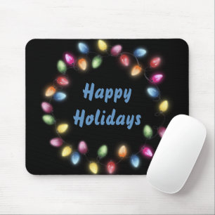 Happy Holidays Colourful & Festive Christmas Light Mouse Pad