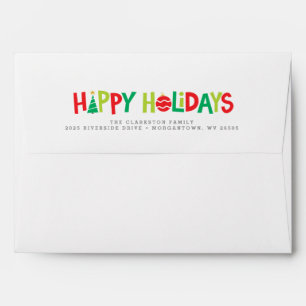 Happy holidays colourful illustrated Christmas Envelope