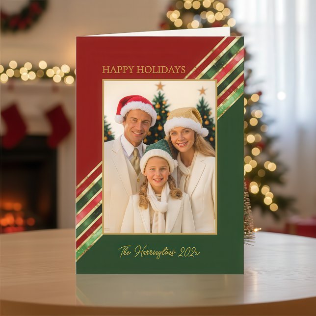 Happy Holidays Colourful Photo Christmas Card (Happy Holidays Colorful Photo Folded Card)