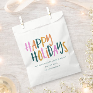 Happy Holidays Colourful Typography Personalised Favour Bag