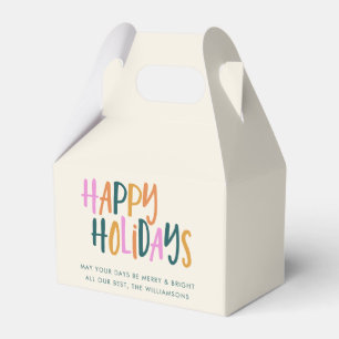 Happy Holidays Colourful Typography Personalised Favour Box