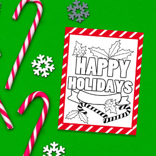 Happy Holidays Colouring Page Activity Card