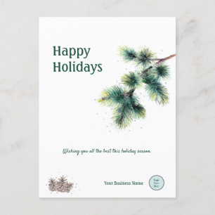 Happy Holidays Conifer Your Business Name Logo  Holiday Postcard