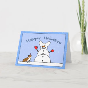 Happy Holidays Corgi Christmas Card