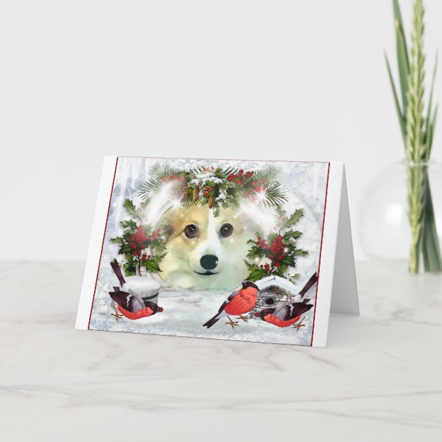 Happy Holidays Corgi Holiday Card (Front)