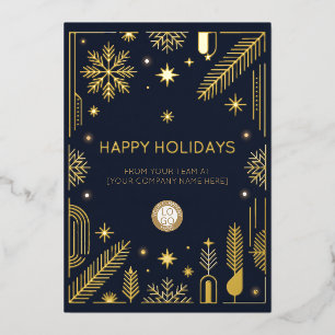 Happy Holidays Corporate Business Company Logo Foil Holiday Card