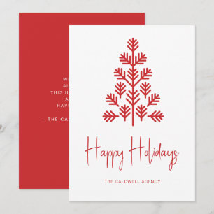 Happy Holidays Corporate Business Red Holiday Card