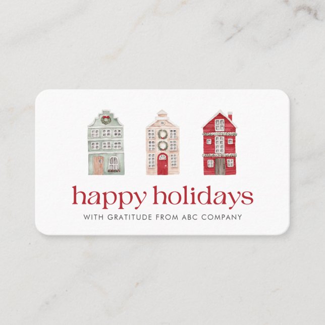 Happy Holidays Corporate Thank You Red Business Card (Front)