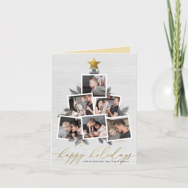 Happy Holidays | Country Christmas Tree Collage Holiday Card (Front)