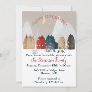  Happy Holidays Country Primitive Village Invite  