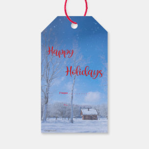 Happy Holidays Country Snow Festive Gift Tags