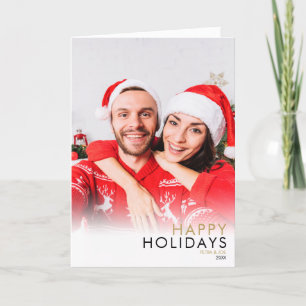 Happy Holidays Couples Photo Modern Christmas Holiday Card