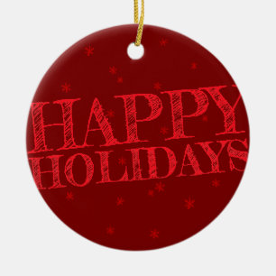 Happy Holidays Crayon Christmas Ceramic Ornament