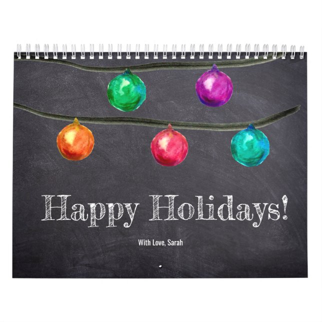 Happy Holidays custom 12 photos monthly  Calendar (Cover)