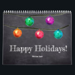 Happy Holidays custom 12 photos monthly  Calendar<br><div class="desc">Celebrate the holiday season in style with the Happy Holidays Custom 12 Photos Monthly Calendar. This calendar showcases my exquisite Watercolor Christmas ball ornaments, complemented by beautiful chalked typography that spells out "Happy Holidays." This calendar is not just a practical tool, but a thoughtful gift that allows you to share...</div>