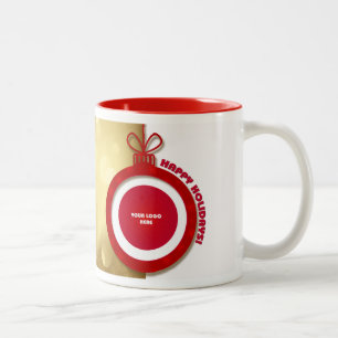 Happy Holidays. Custom Business Logo Christmas  Two-Tone Coffee Mug