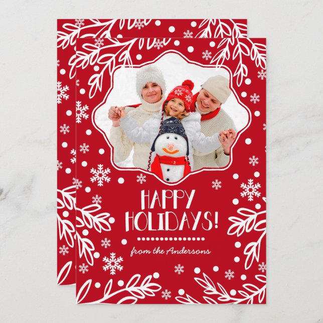 Happy Holidays. Custom Christmas Flat Photo Cards (Front/Back)