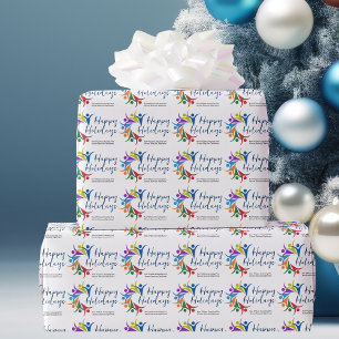 Happy Holidays Custom Company Rainbow Christmas Wrapping Paper