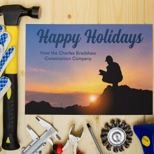 Happy Holidays Custom Construction Company Sunset Postcard