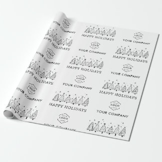 Happy Holidays Custom Logo Business Wrapping Paper
