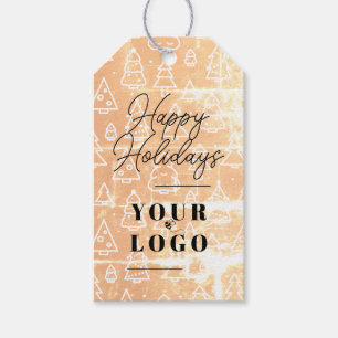 Happy Holidays Custom Logo Company Tree Pattern Gi Gift Tags