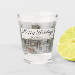 Happy Holidays Custom Nostalgic Christmas Scene Shot Glass